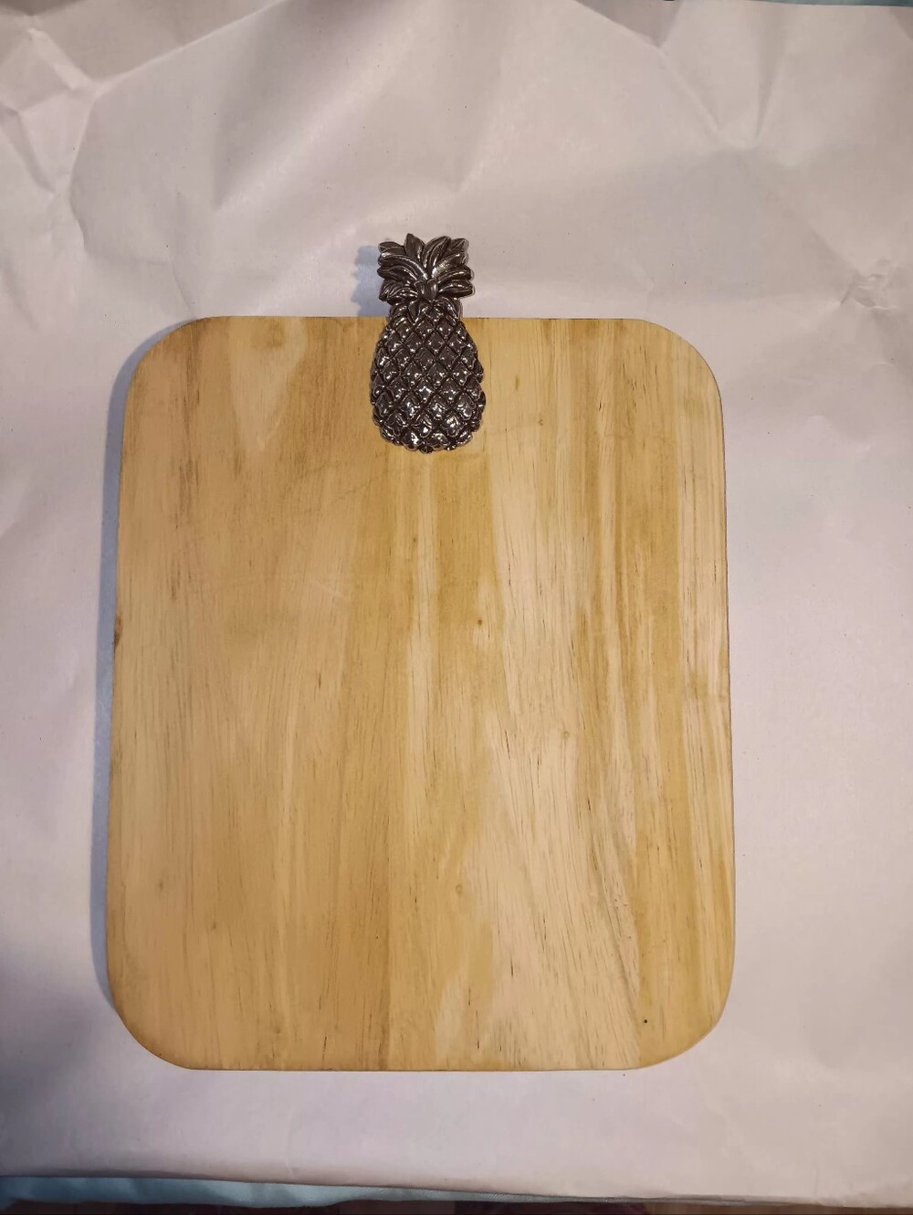 Mud Pie Silver Pineapple Wood Serving Board with Subtle Label Detail